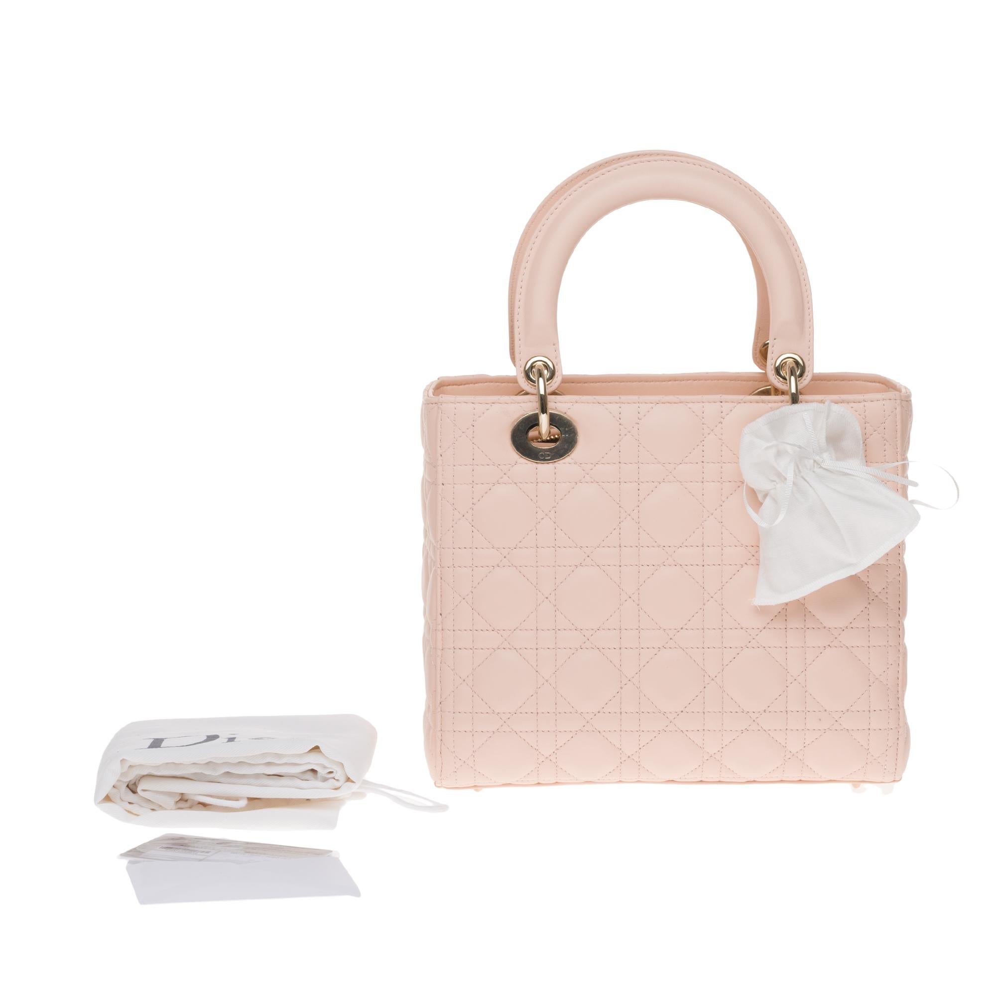  Christian Dior Lady Dior MM (Medium size) handbag in Pink cannage leather, GHW 5