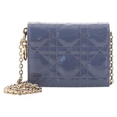 Christian Dior Lady Dior Nano Card Holder Chain Pouch Cannage Quilt Paten