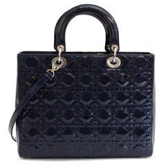 Christian Dior Lady Dior Patent Blue Large