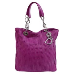 Christian Dior Lady Dior Purple Woven Leather Tote Bag