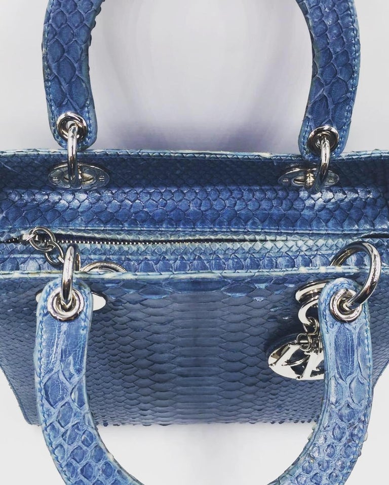 Christian Dior Lady Dior Python Blue Bag at 1stDibs