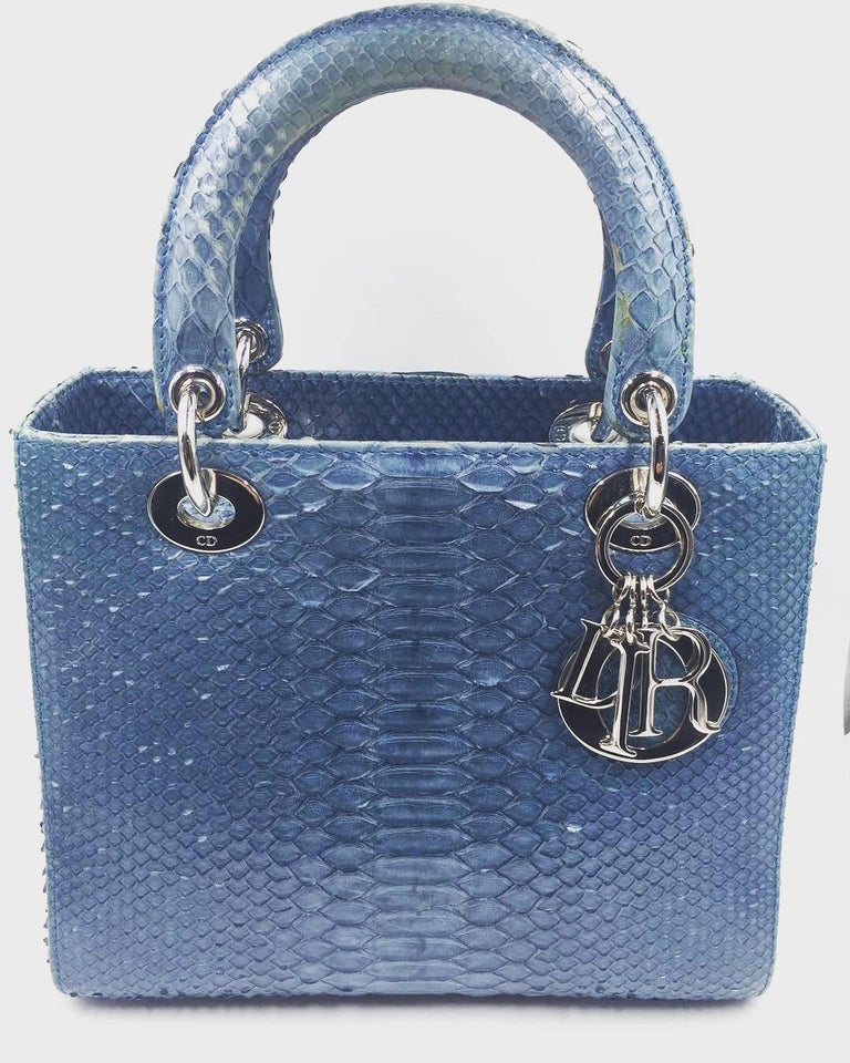 Christian Dior Lady Dior Python Blue Bag at 1stDibs