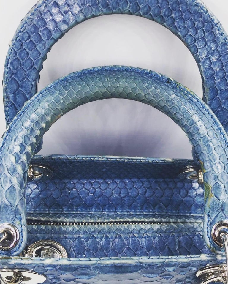 Christian Dior Lady Dior Python Blue Bag at 1stDibs
