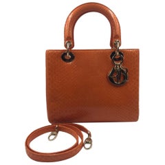 Christian Dior Lady Dior Python Orange Bag