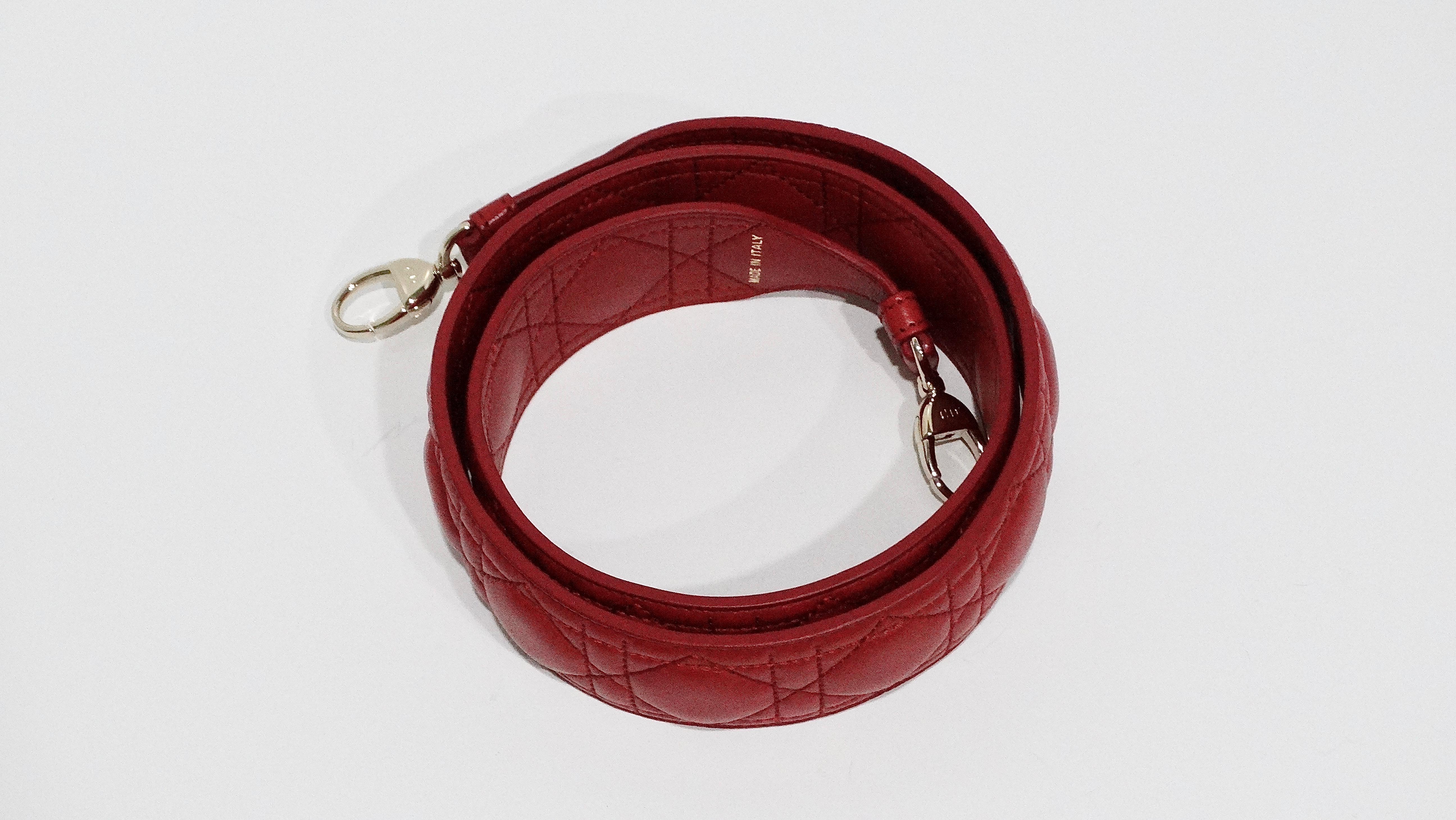 Christian Dior Lady Dior Red Leather Bag Strap In Good Condition For Sale In Scottsdale, AZ