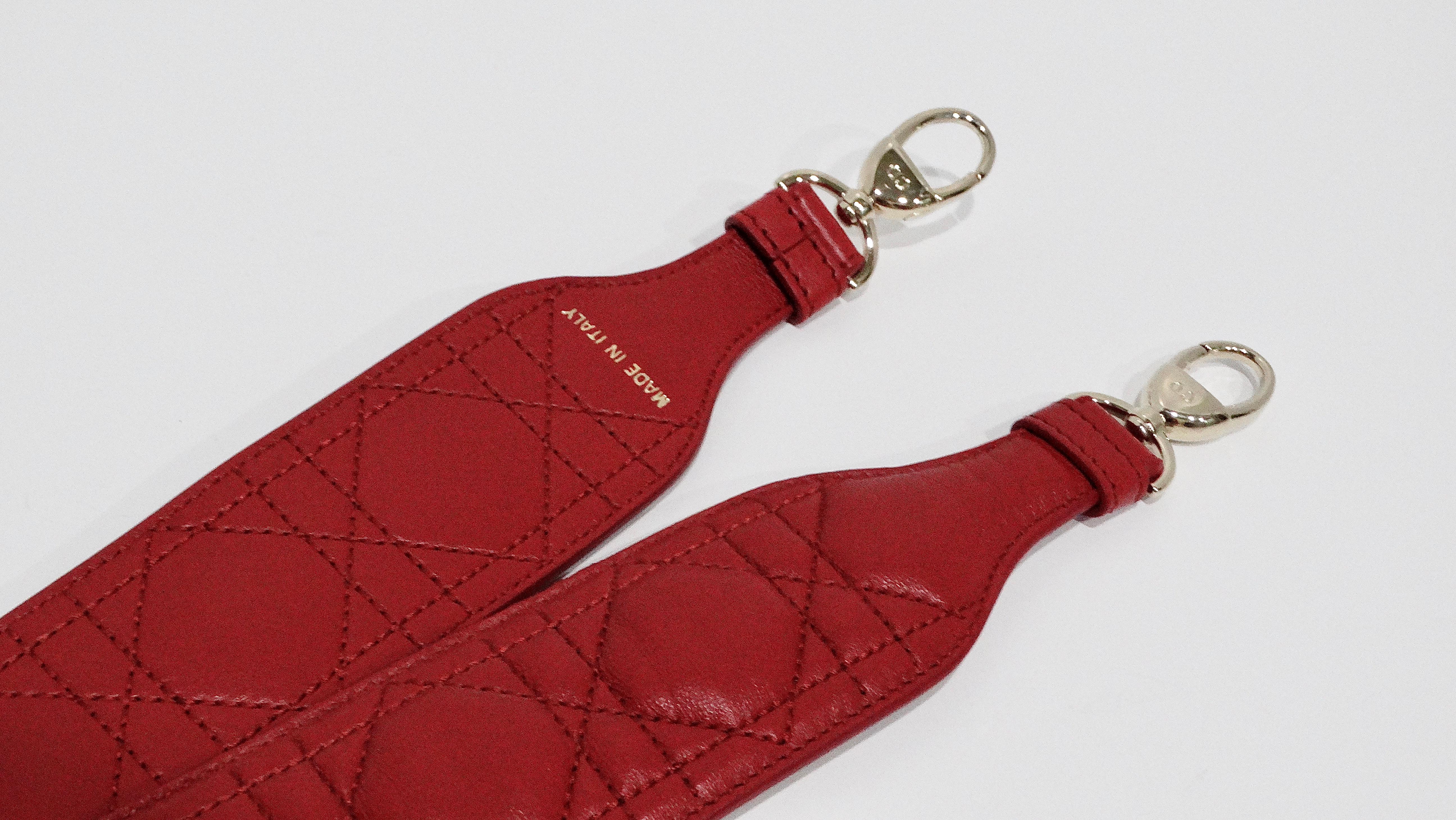 Women's Christian Dior Lady Dior Red Leather Bag Strap For Sale
