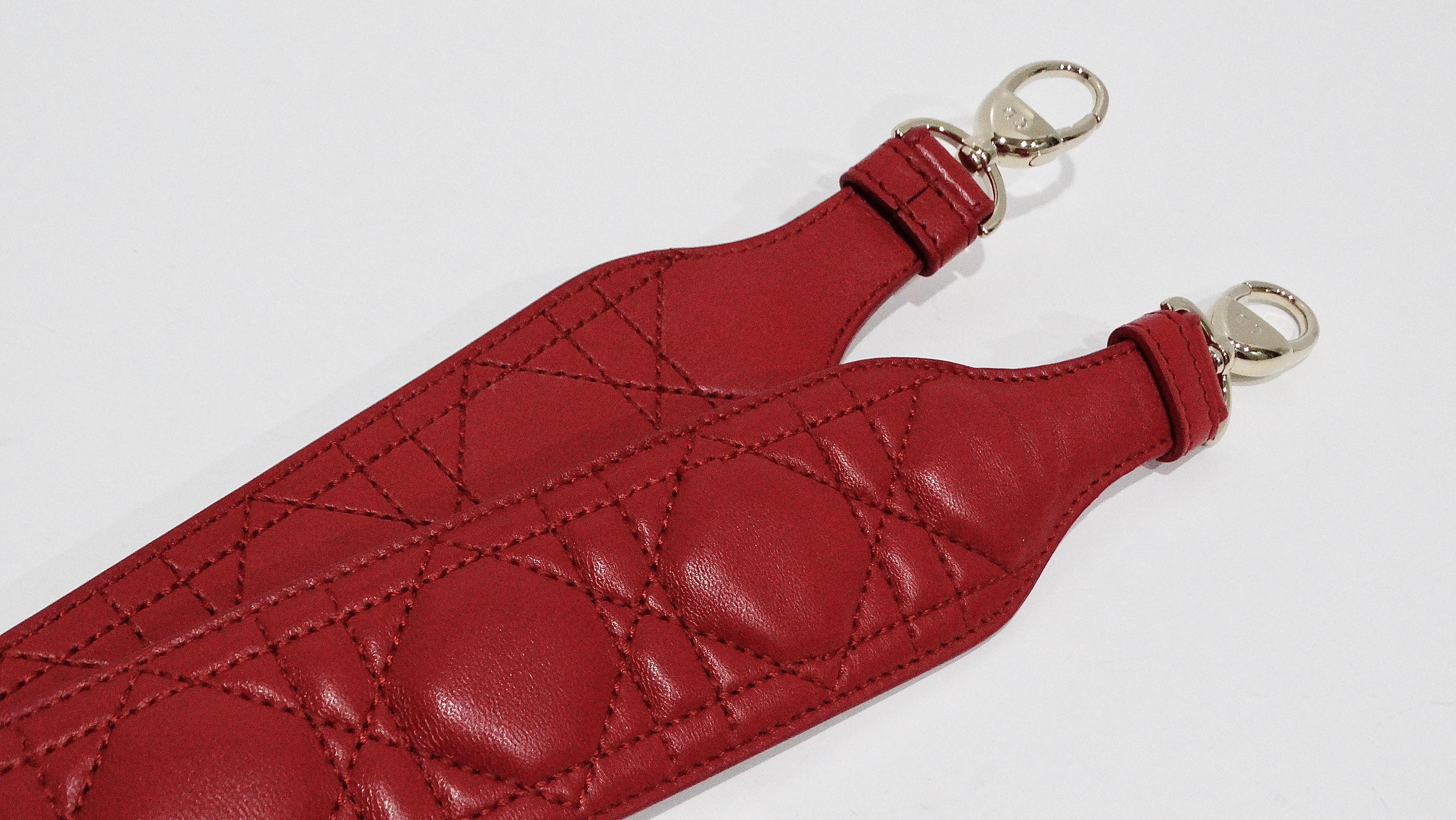 Christian Dior Lady Dior Red Leather Bag Strap For Sale 1