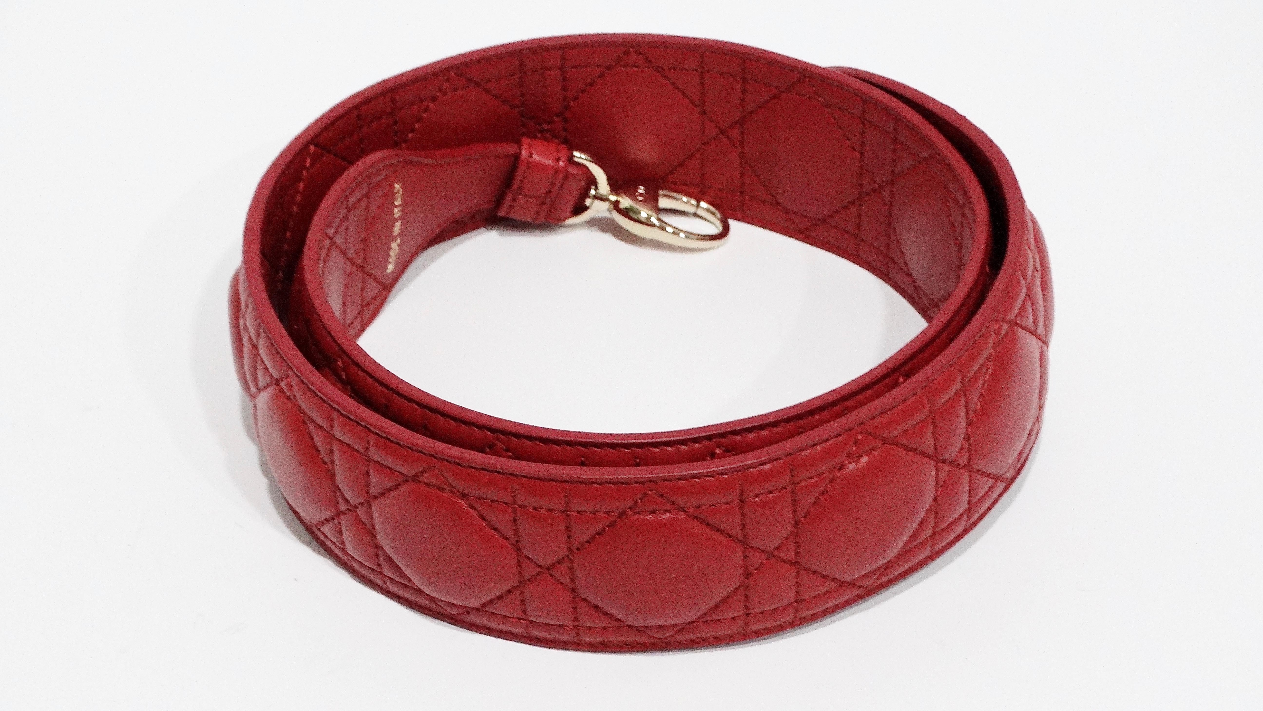 Christian Dior Lady Dior Red Leather Bag Strap For Sale 3