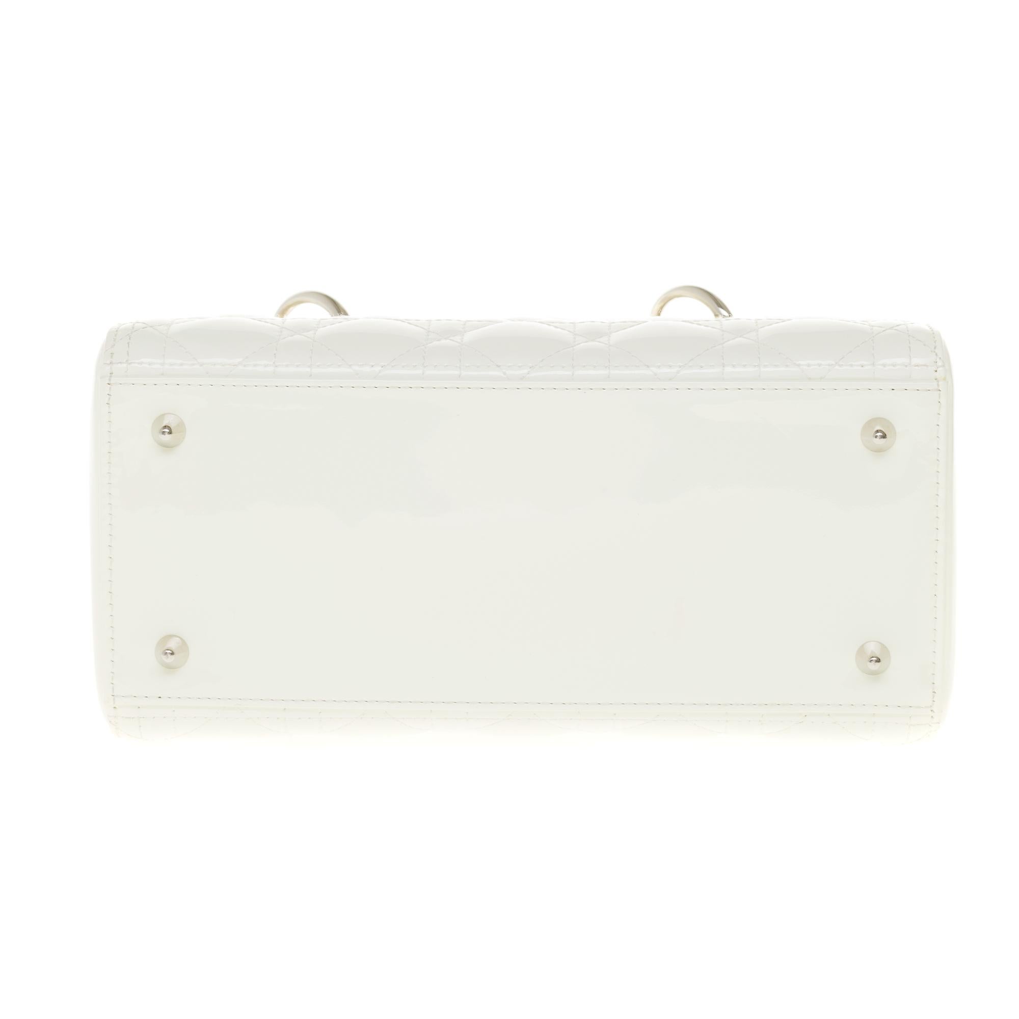  Christian Dior Lady Dior shoulder bag in white patent cannage leather, SHW 2