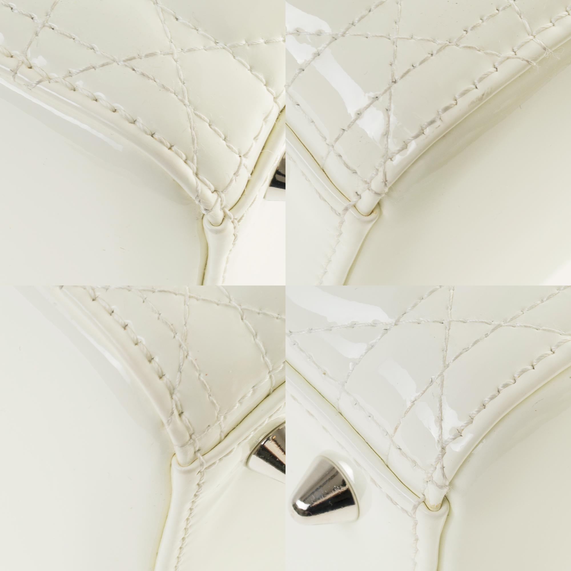 Christian Dior Lady Dior shoulder bag in white patent cannage leather, SHW 3