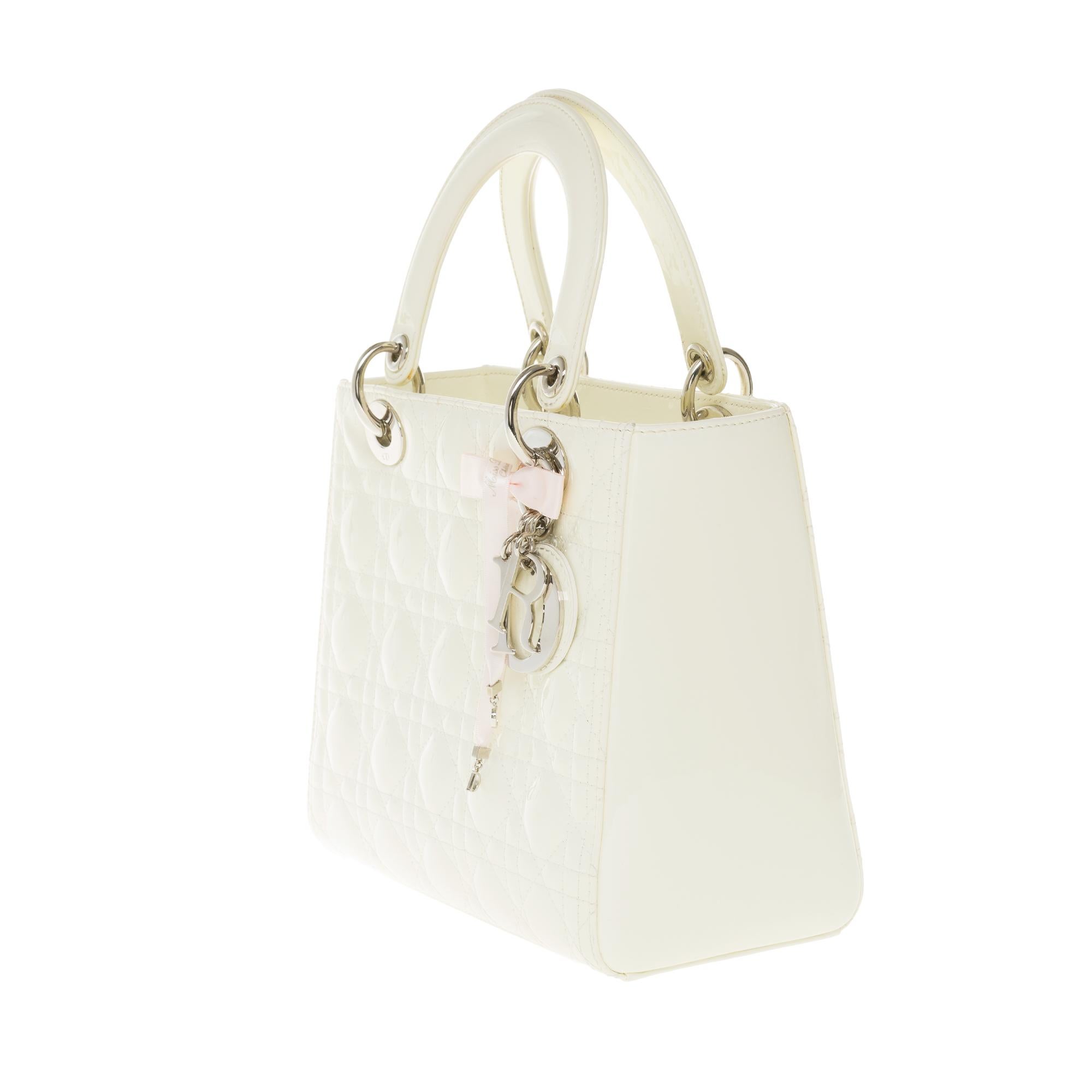 white patent lady dior bag
