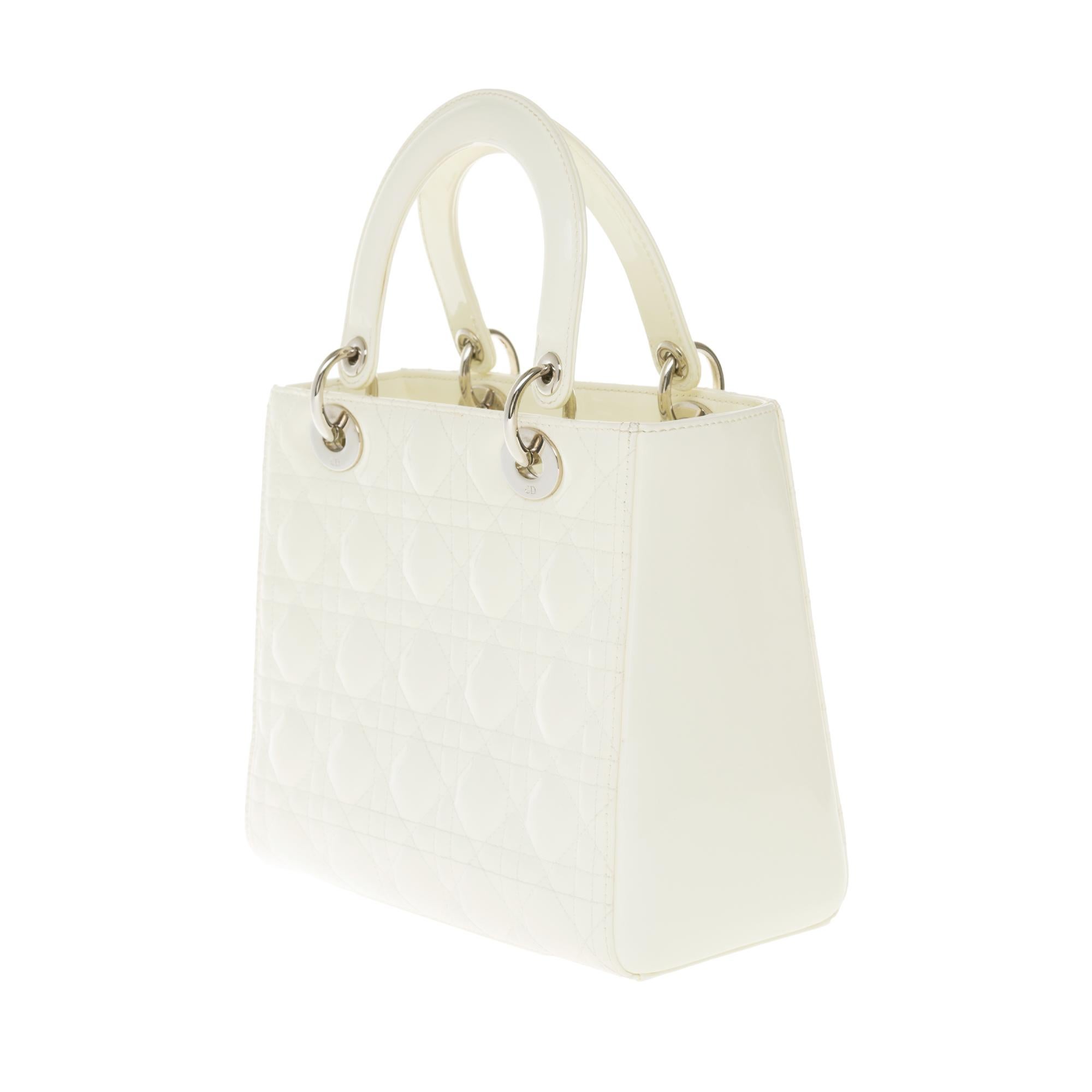 white patent lady dior bag