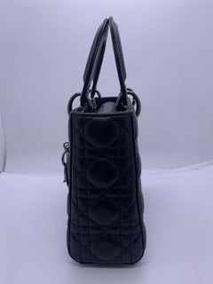 Christian Dior Lady Dior Shoulder Bag Medium black Leathe