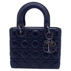 Christian Dior Lady Dior Shoulder Bag Medium black Leathe