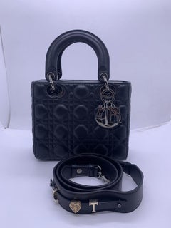 Christian Dior Lady Dior Shoulder Bag Medium Black Leather Italy