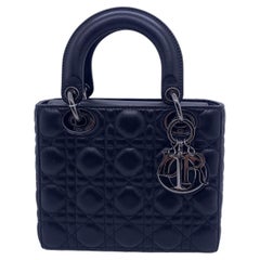 Christian Dior Lady Dior Shoulder Bag Medium Black Leather Italy
