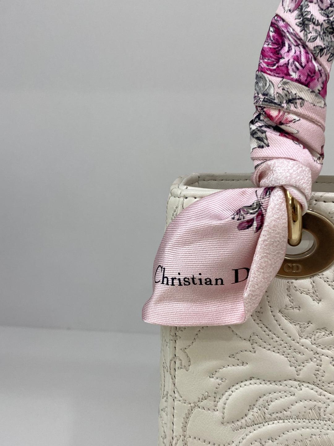 Women's Christian Dior Lady Dior Small - White Embroidery