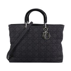 Christian Dior Lady Dior Tote Cannage Quilt Denim Large