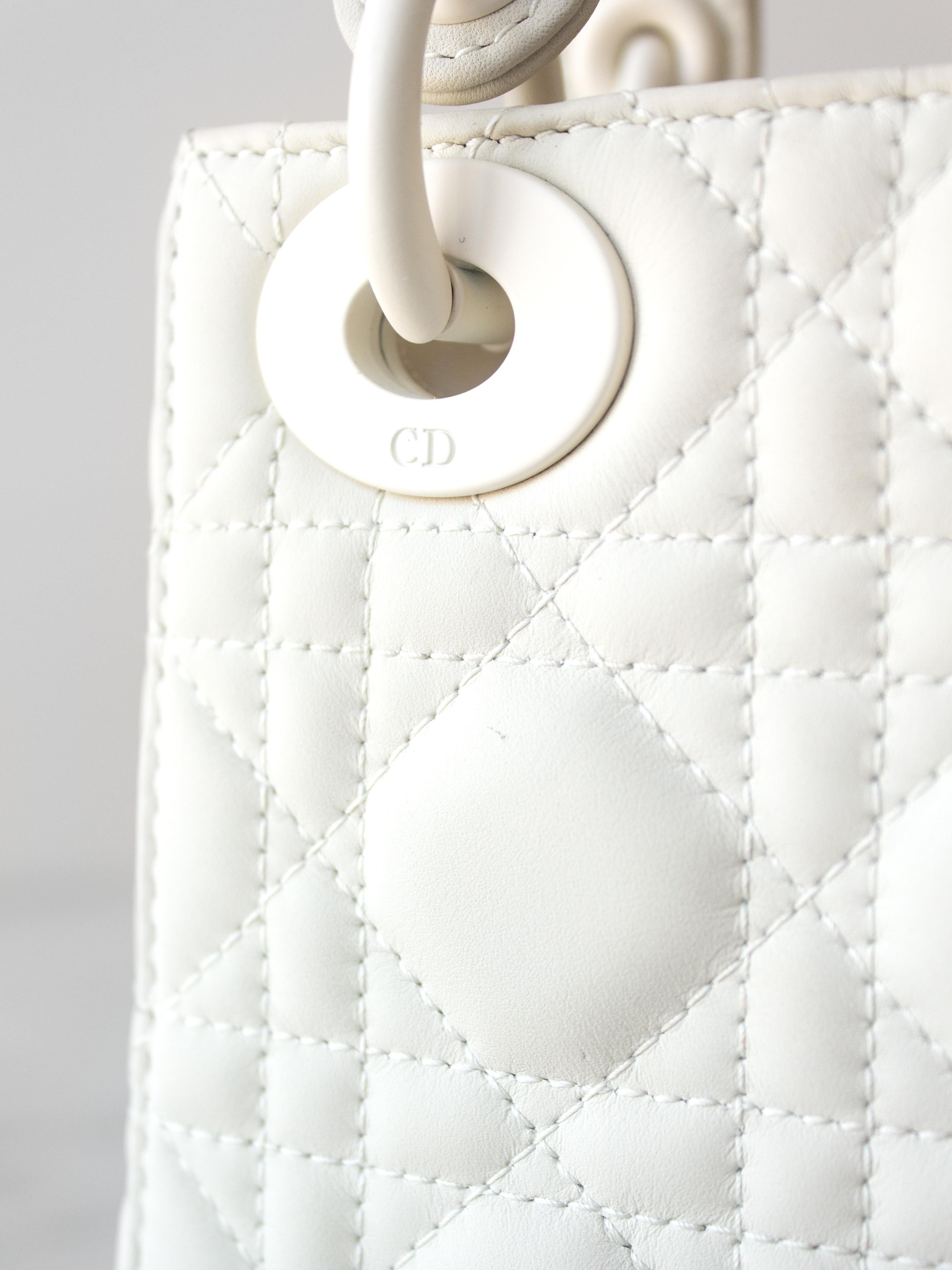 Christian Dior Lady Dior Ultra Matte Latte White Mini Calfskin Leather Bag 6