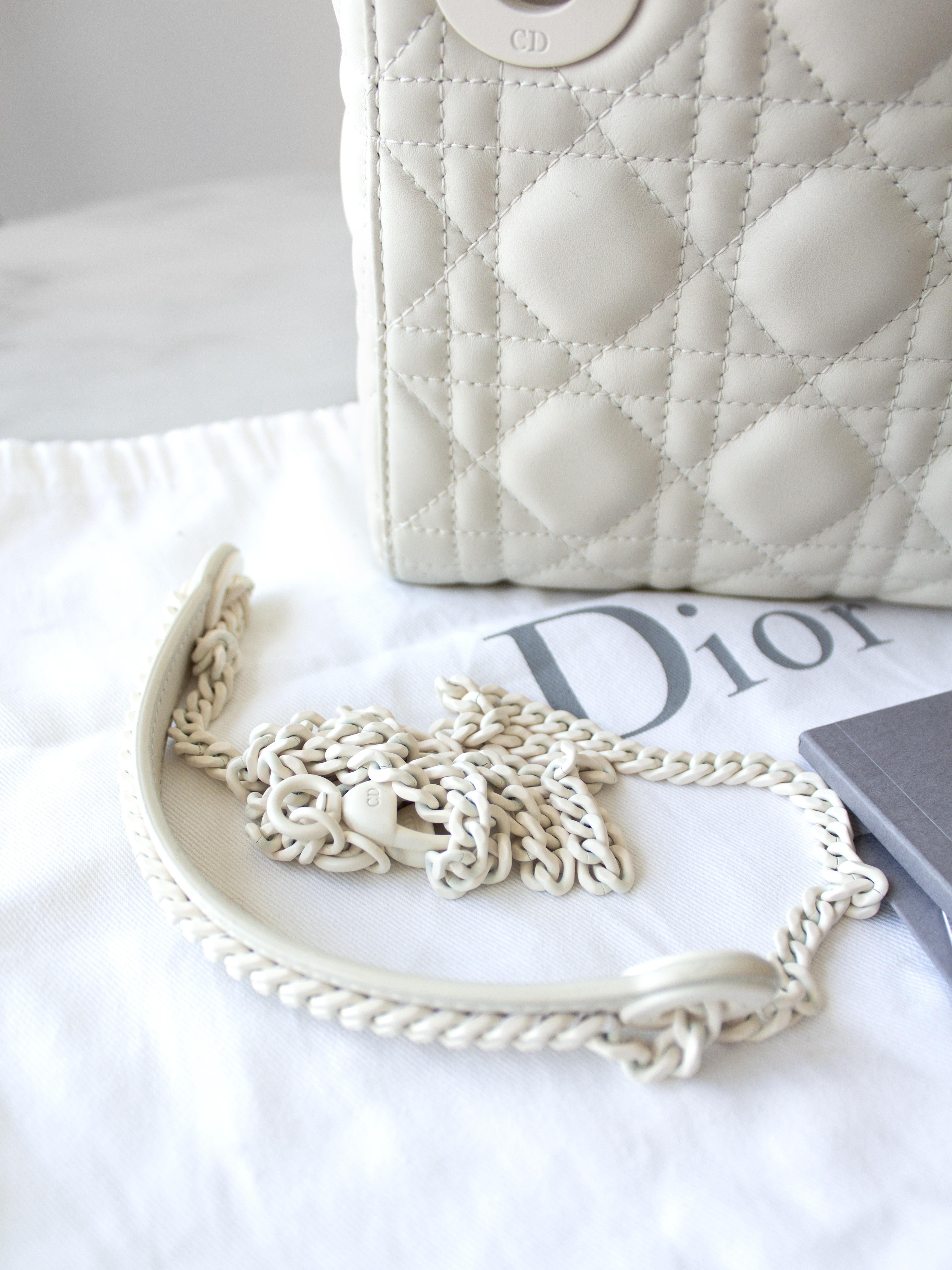 Christian Dior Lady Dior Ultra Matte Latte White Mini Calfskin Leather Bag 12