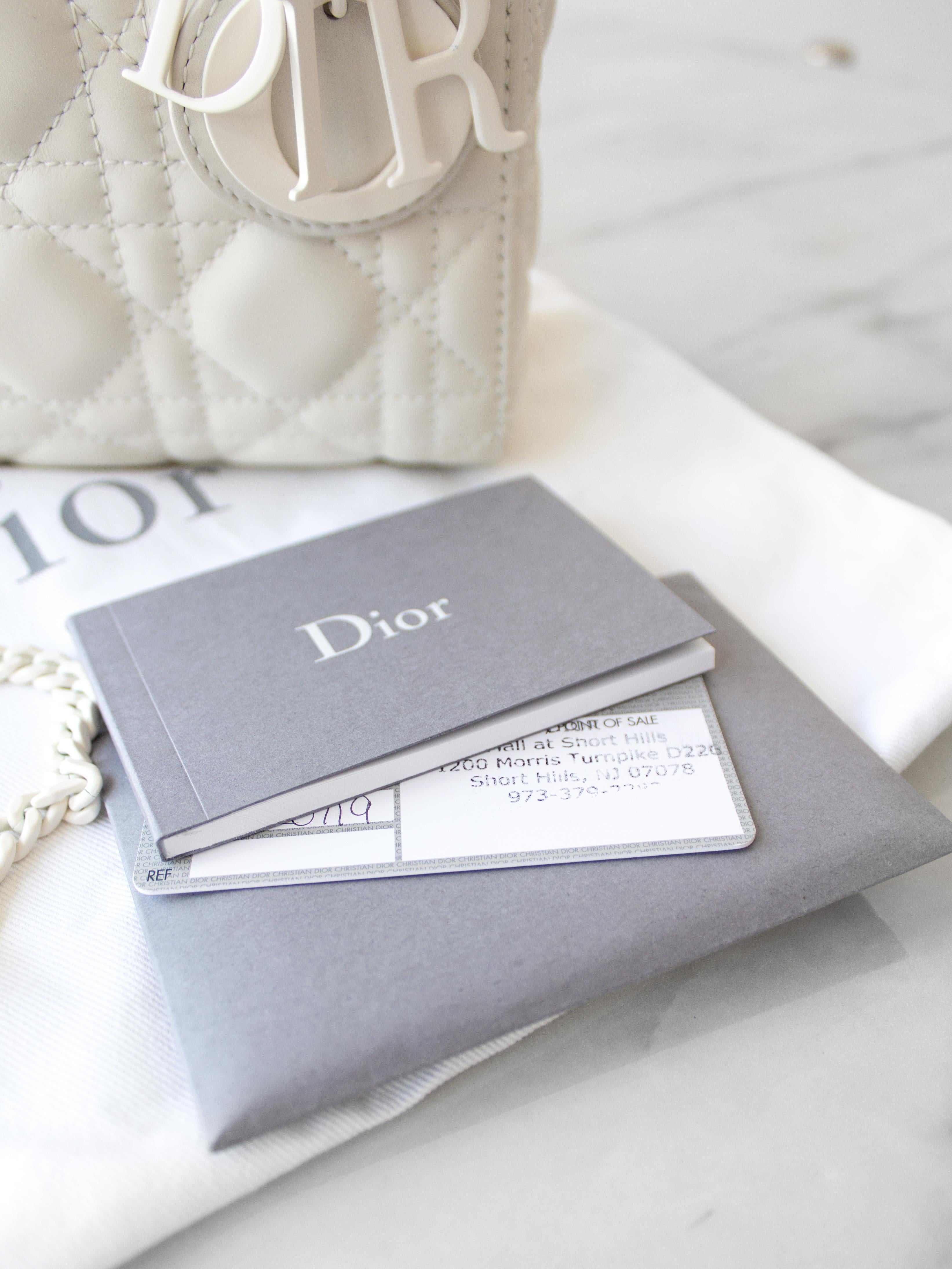 Christian Dior Lady Dior Ultra Matte Latte White Mini Calfskin Leather Bag In Good Condition In Jersey City, NJ