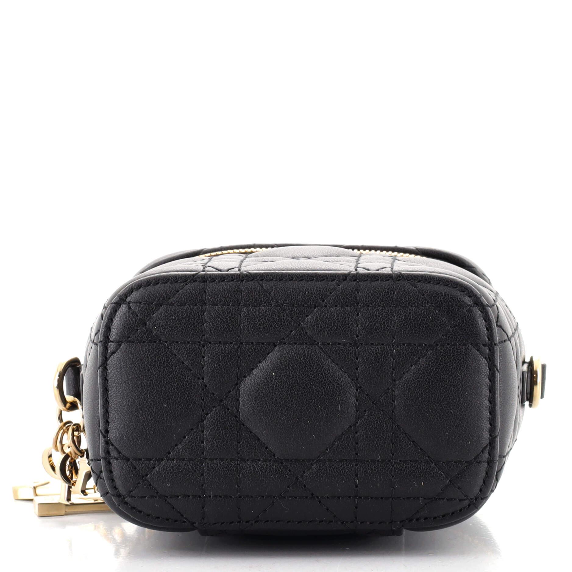 Christian Dior Lady Dior Vanity Case Cannage Quilted Lambskin Micro In Good Condition In NY, NY