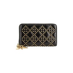 Christian Dior Lady Dior Zip Around Wallet Cannage Studded Leather