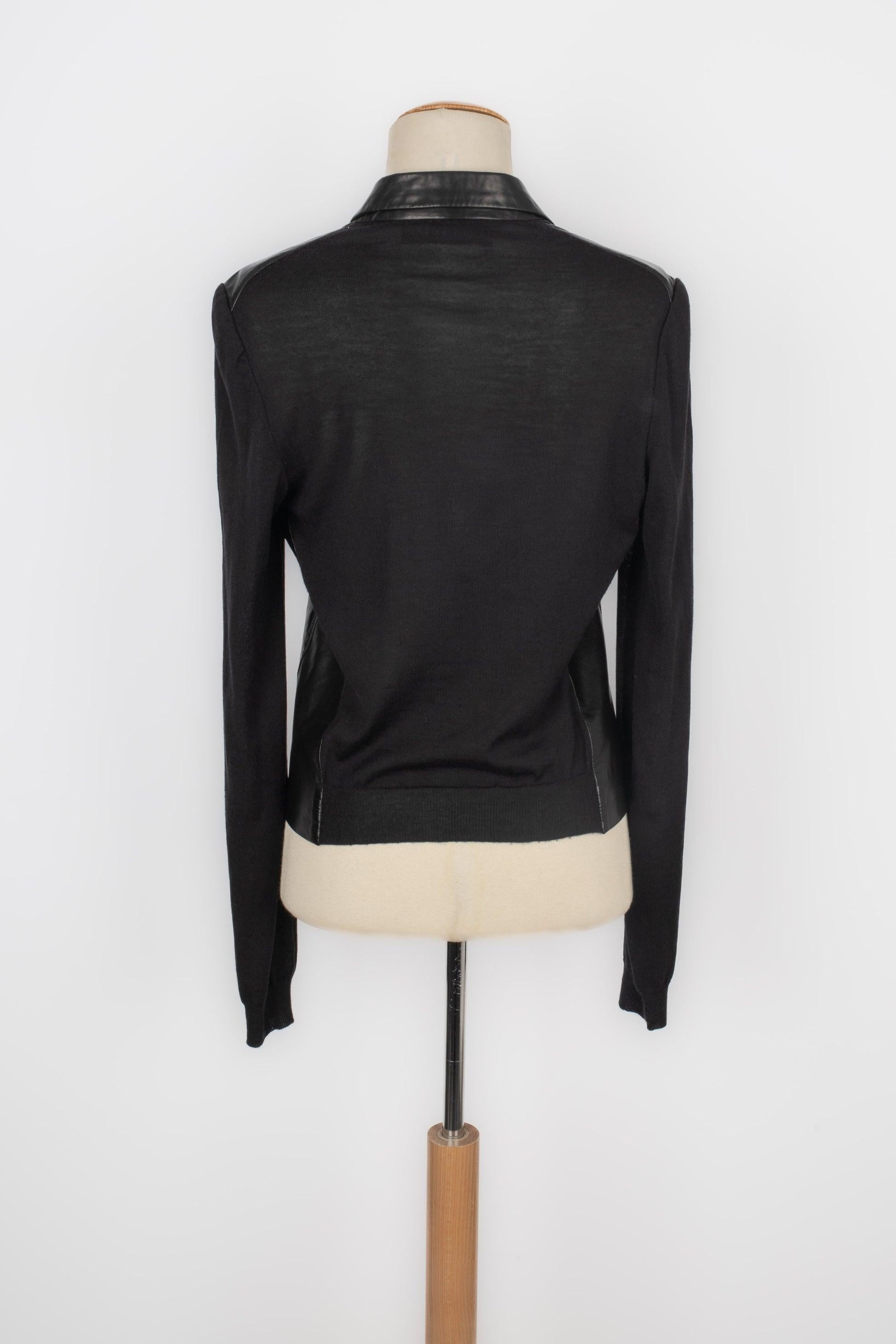 Black Christian Dior Lamb Leather and Cashmere Shirt For Sale
