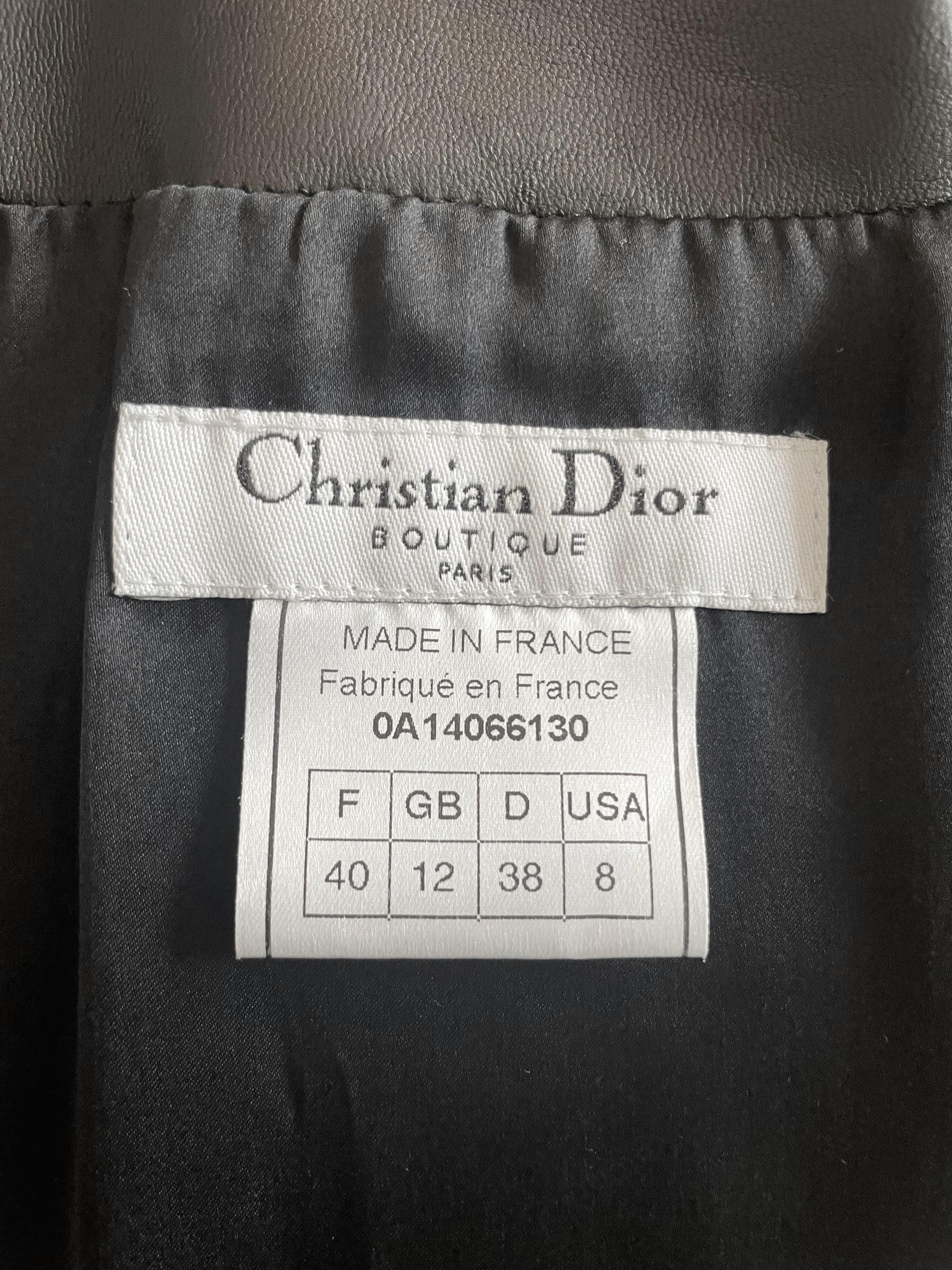 Christian Dior Lambs Leather Black Coat Dress Vintage For Sale 6