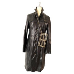 Christian Dior Lambs Leather Black Coat Dress Vintage