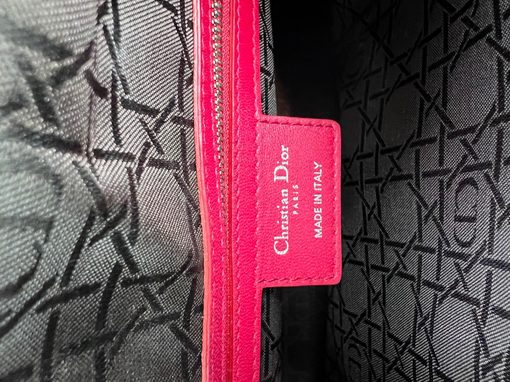 Christian Dior Lambskin Cannage Large Red Lady Dior Shoulder Bag For Sale 4