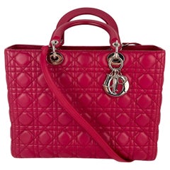 Christian Dior Piel de Cordero Cannage Grande Rojo Bolso Lady Dior
