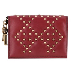 Christian Dior Lambskin Cannage Leather Lady Dior Studded Card Holder