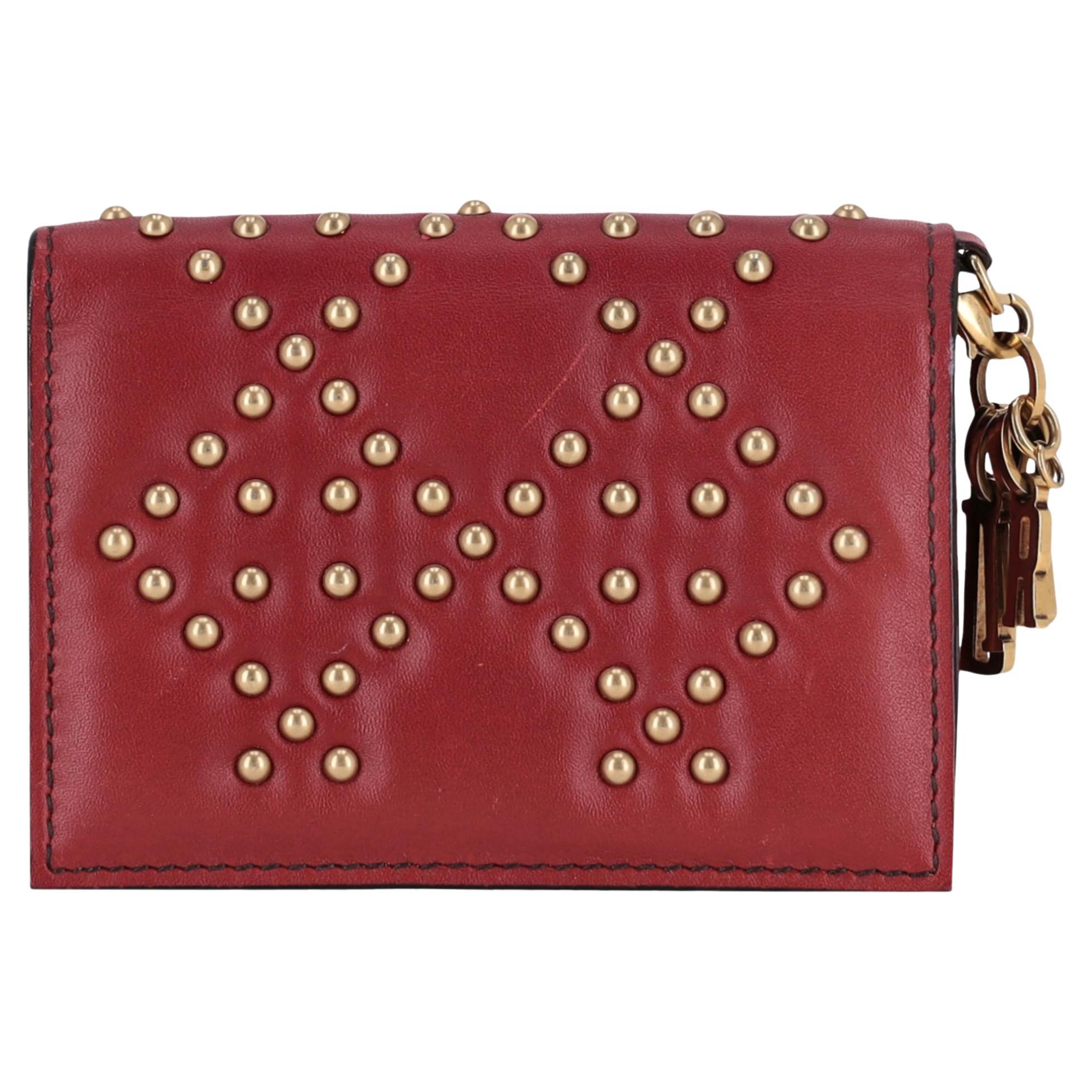 Christian Dior Portacarte con borchie in pelle di agnello Lady Dior