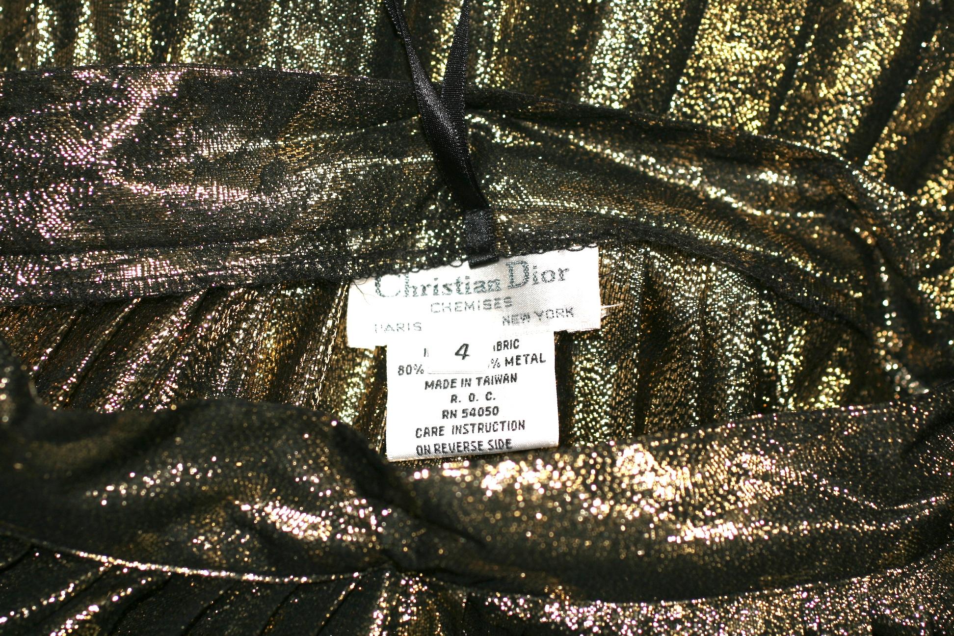 Christian Dior Lame Pleated Skirt In New Condition For Sale In New York, NY