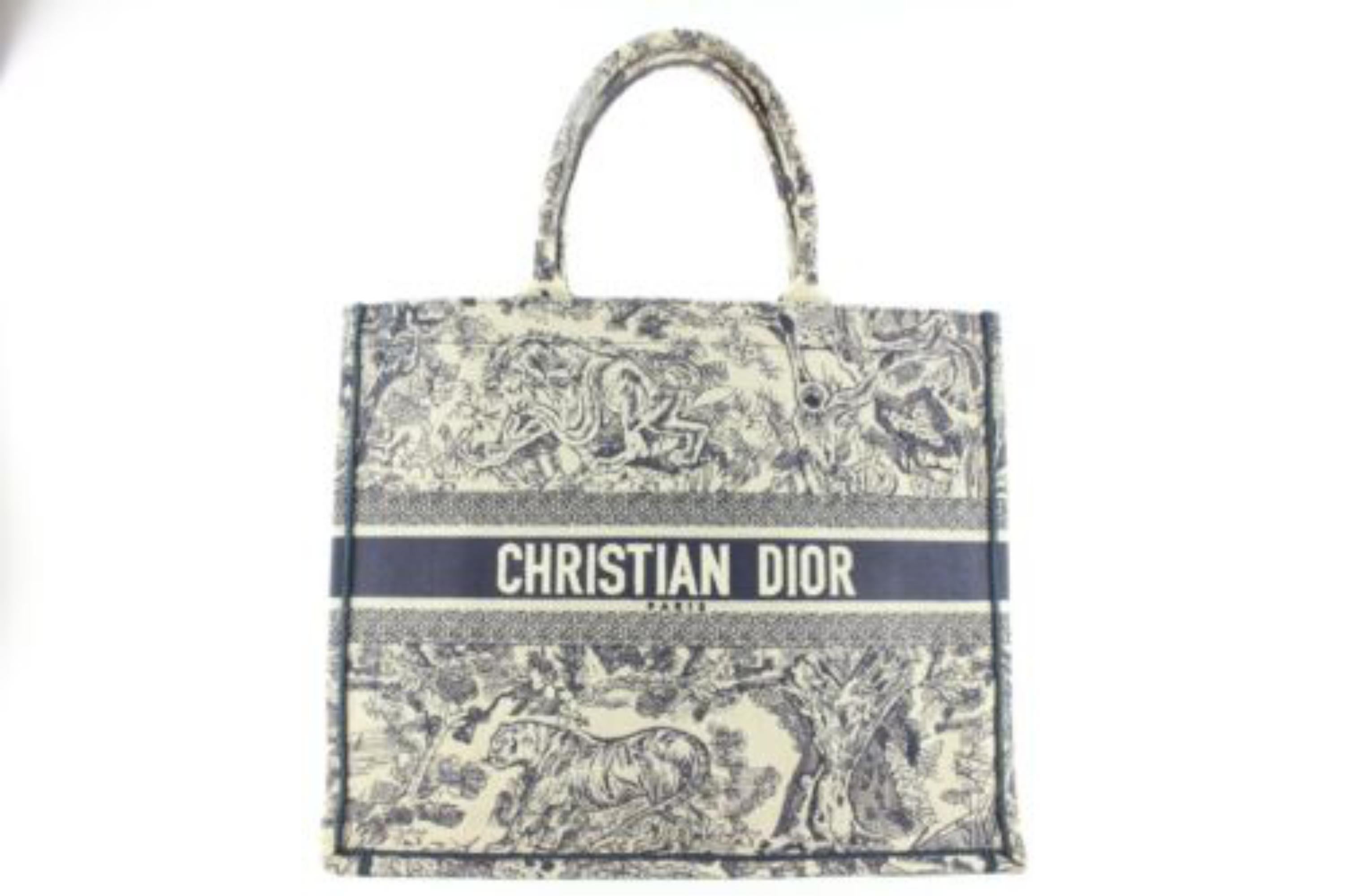 Christian Dior Large Book Tote Embroidered Toile de Jouy Jungle Canvas 1D0413C 4
