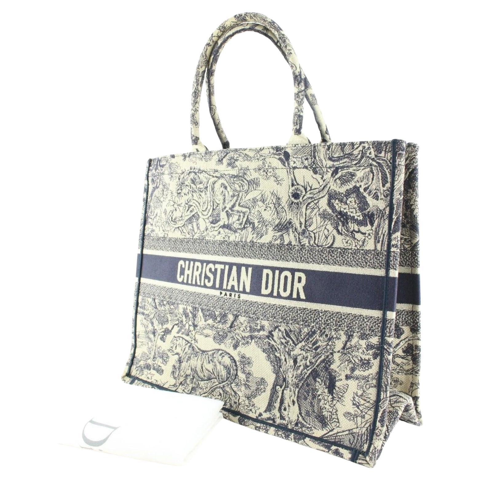 Christian Dior Large Book Tote Embroidered Toile de Jouy Jungle Canvas 1D0413C