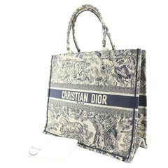 Christian Dior Large Book Tote Embroidered Toile de Jouy Jungle Canvas 1D0413C