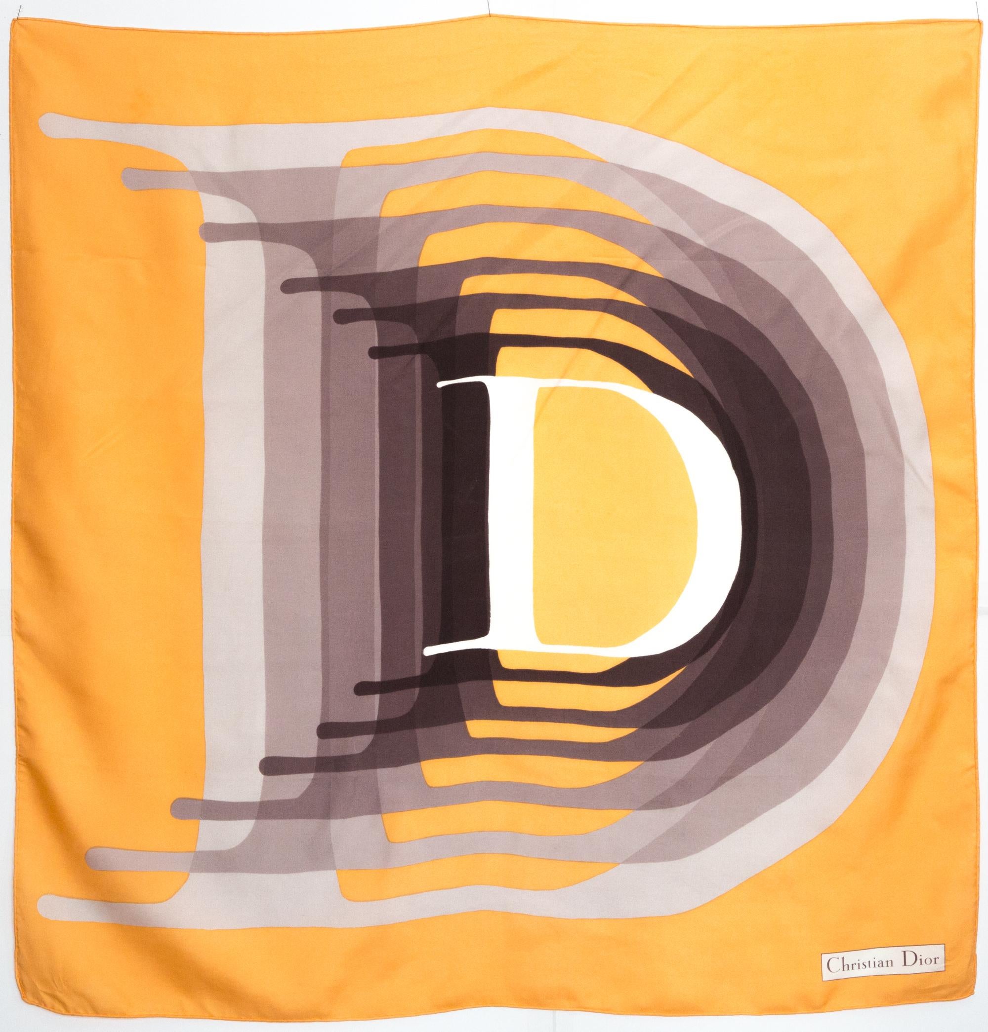 Christian Dior Large D Silk Scarf For Sale 2