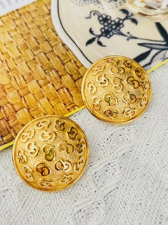 Christian Dior Large Iconic Gold Monogram Whole CD Circle Round Domed Earrings