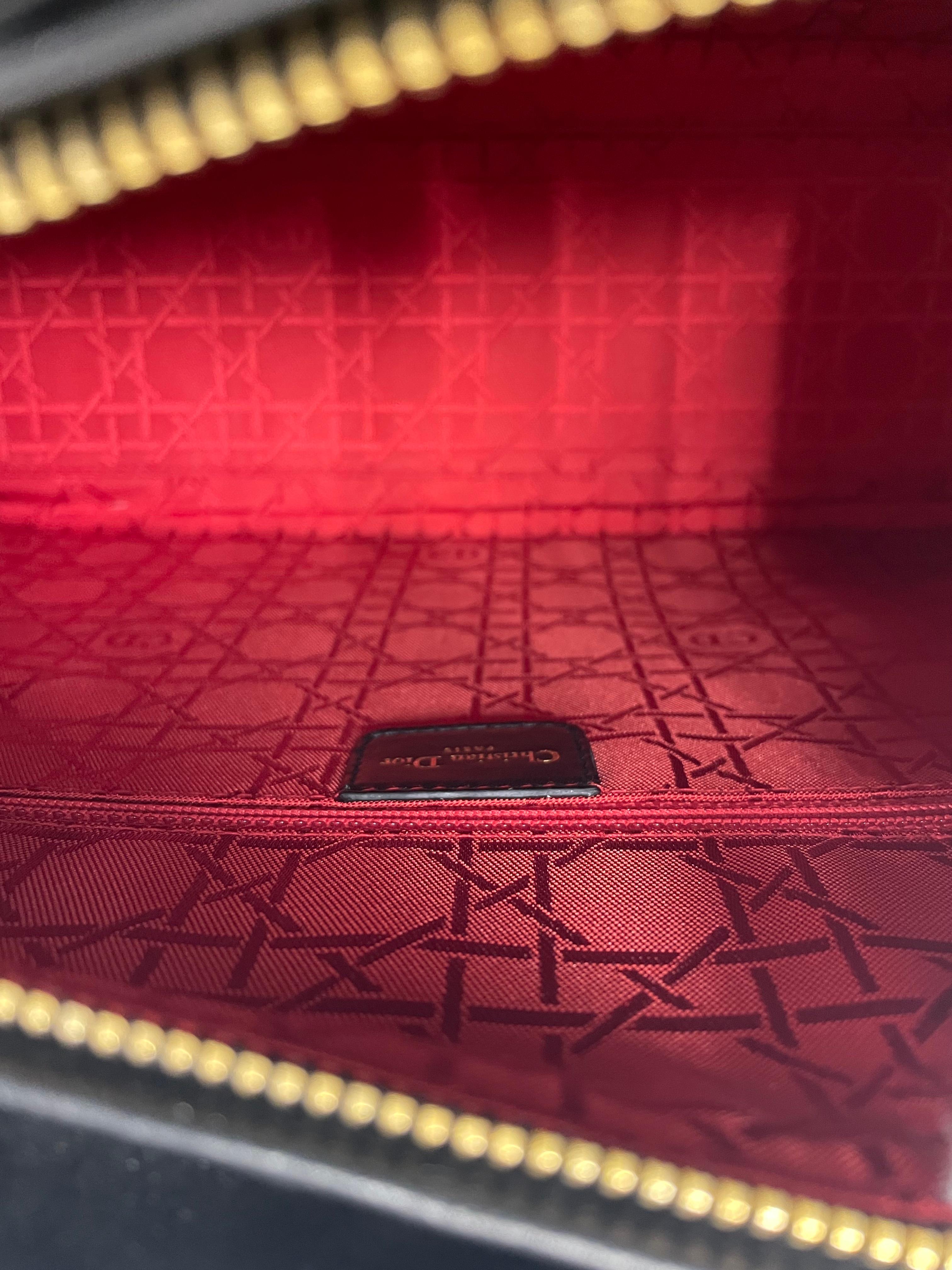 Christian Dior Large Lady Dior Handbag Black with Gold Hardware For Sale 2