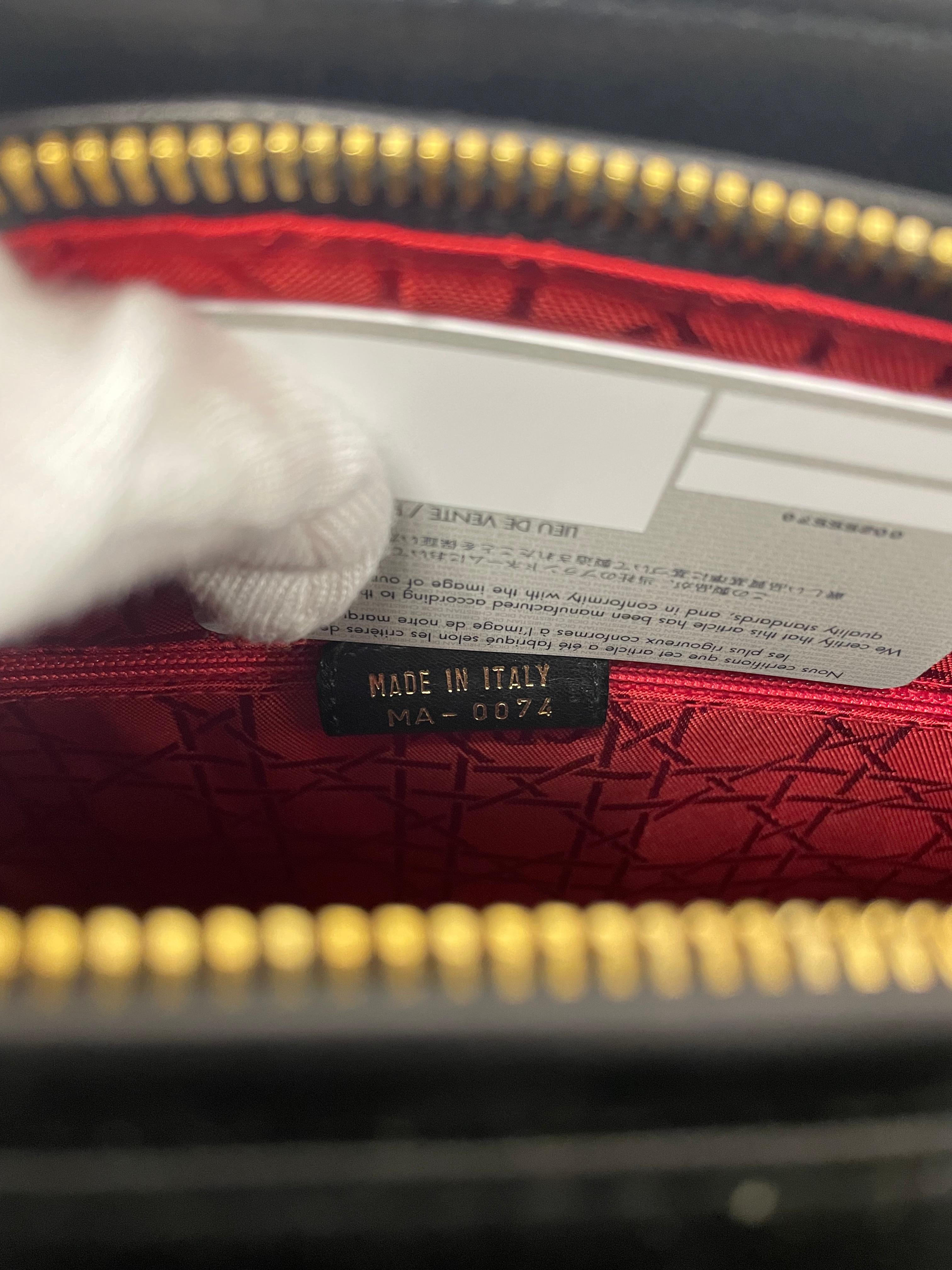 Christian Dior Large Lady Dior Handbag Black with Gold Hardware For Sale 4