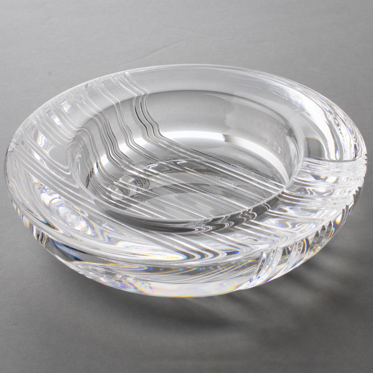 Christian Dior Large Round Crystal Bowl Vide Poche Centerpiece 5