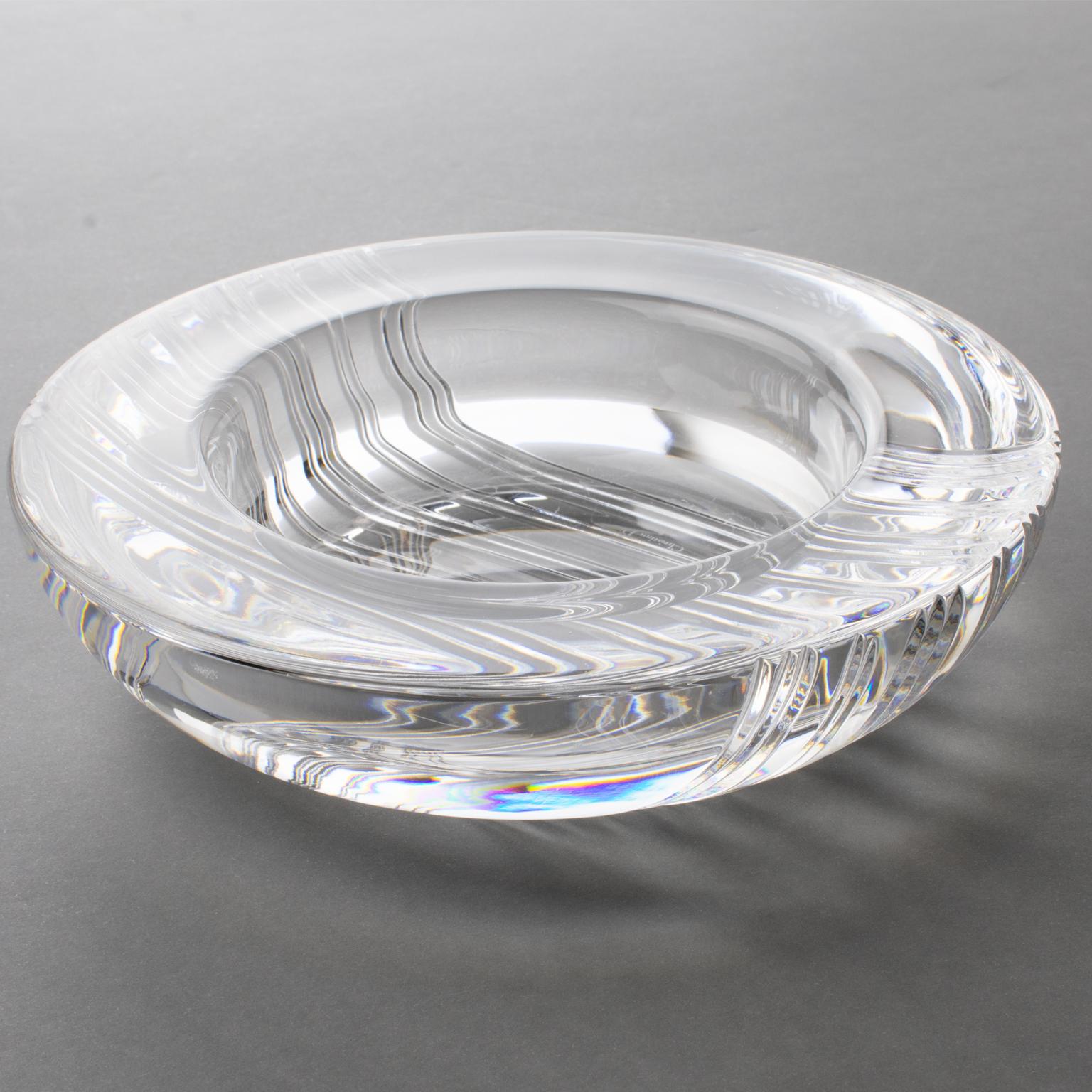 Christian Dior Large Round Crystal Bowl Vide Poche Centerpiece 6