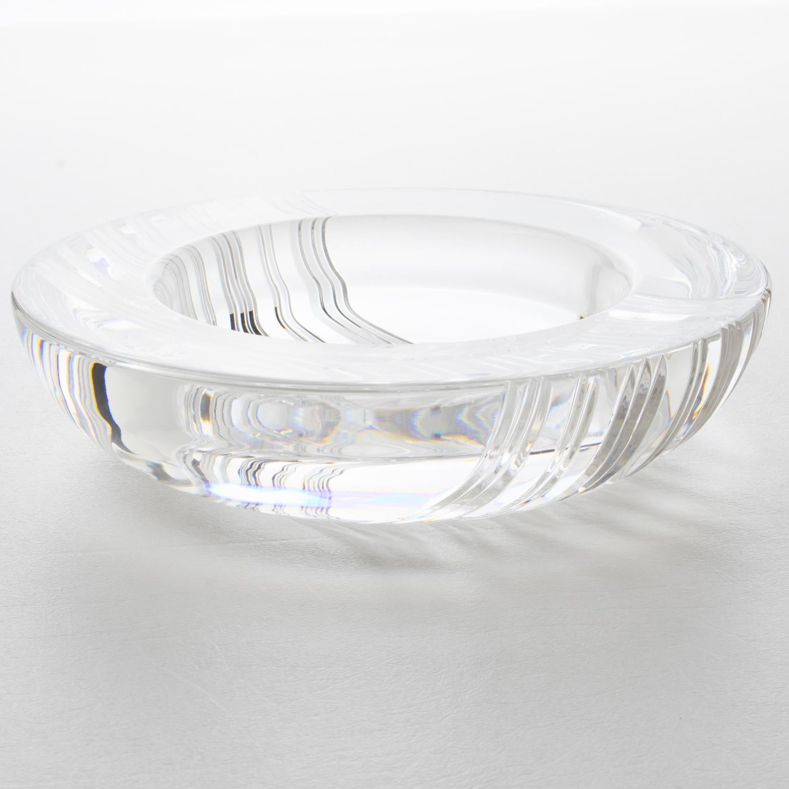 Modern Christian Dior Large Round Crystal Bowl Vide Poche Centerpiece