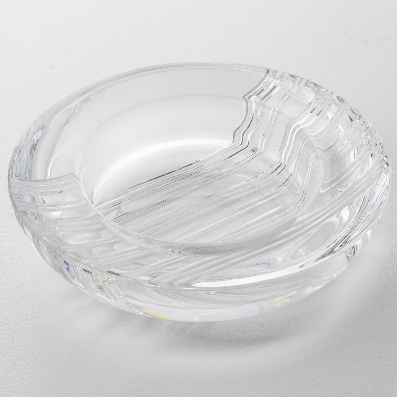 French Christian Dior Large Round Crystal Bowl Vide Poche Centerpiece