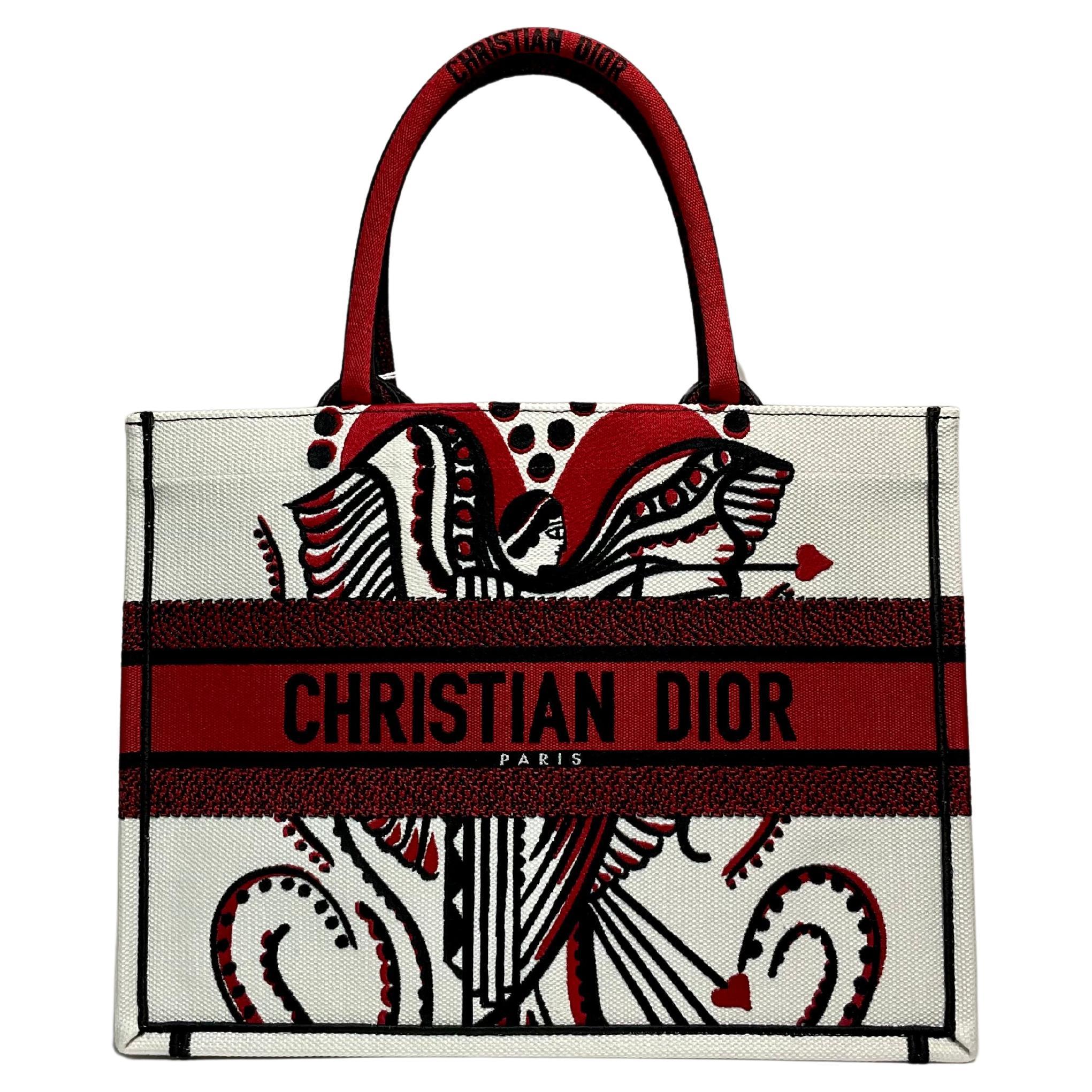 Christian Dior Latte Cupidon Embroidered Medium Book Tote For Sale