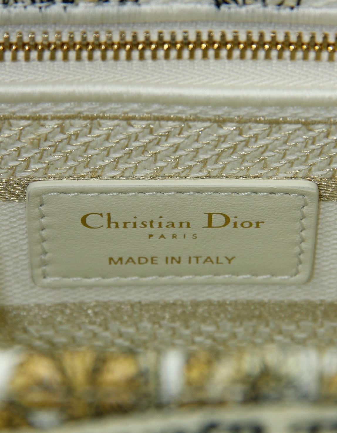 Christian Dior Latte Embroidery Around the World Motif Medium Lady D-Lite Bag For Sale 3