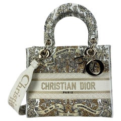 Christian Dior Bolso D-Lite Lady Mediano Bordado Latte Motivo La Vuelta al Mundo