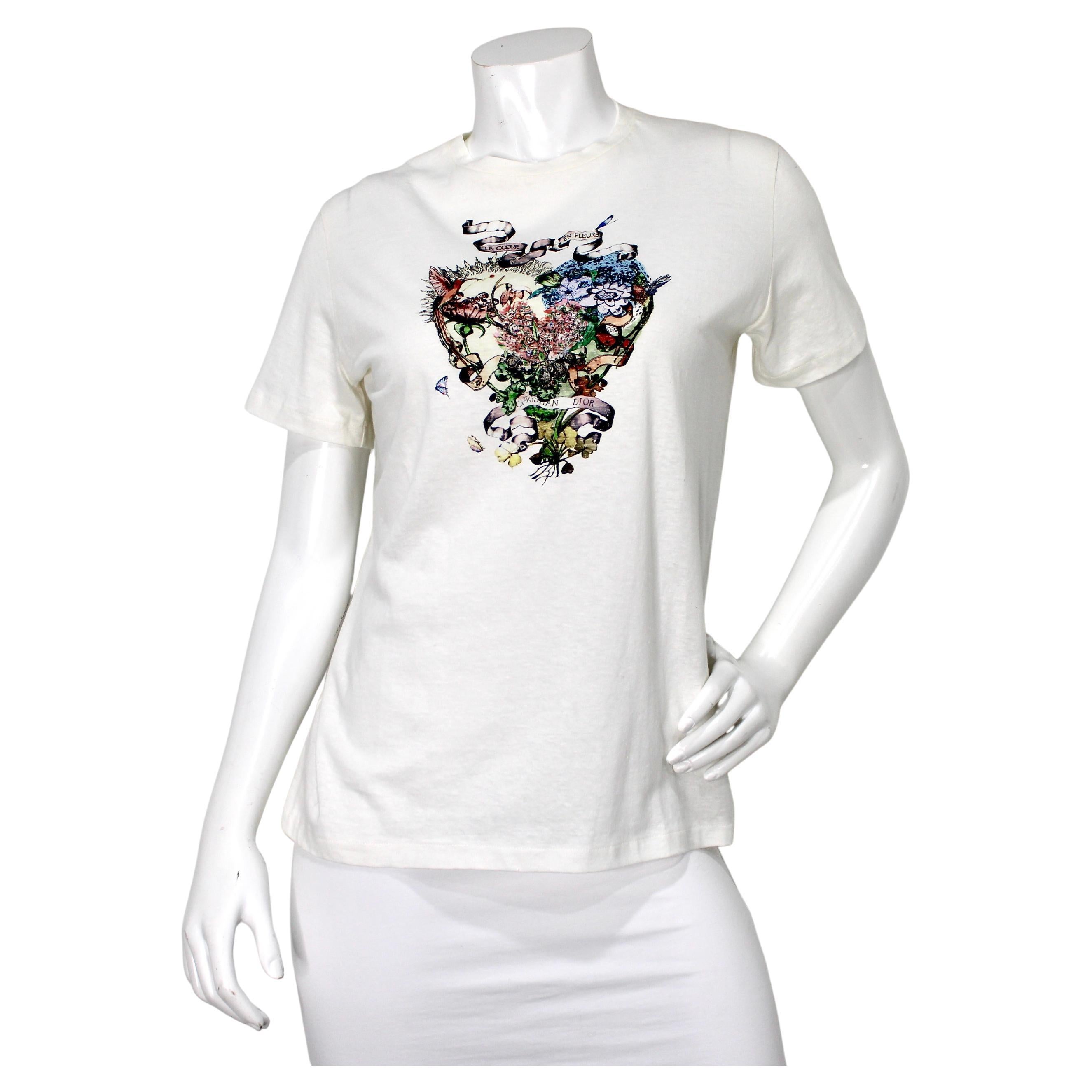 Maglietta grafica "Le Coeur en Fleurs" di Christian Dior in vendita